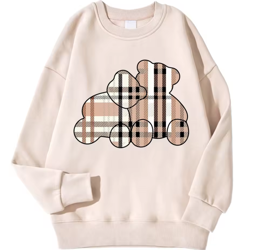 Sweatshirt med rutiga nallebjörnar