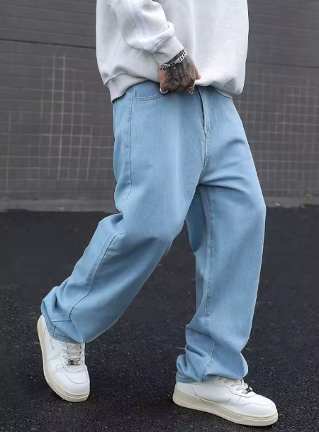 Baggy blue jeans