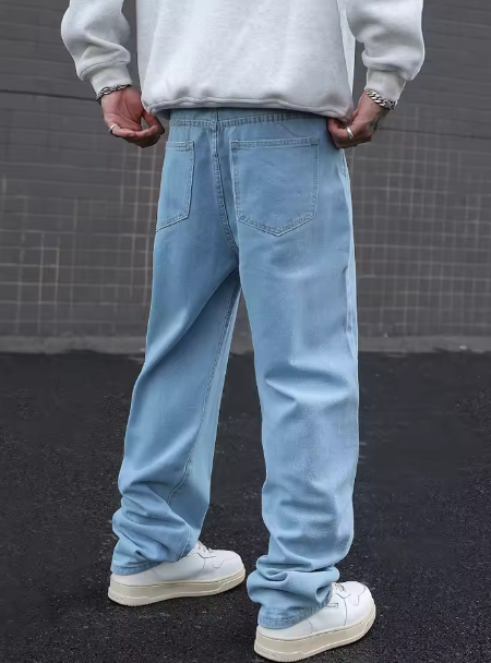 Baggy blue jeans