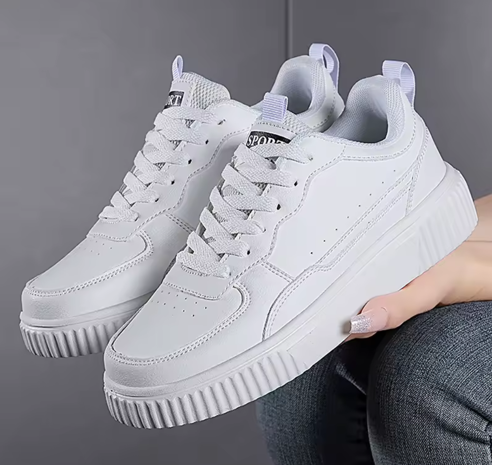 Sportiga sneakers med platåsula – Vit / Vit & Svart