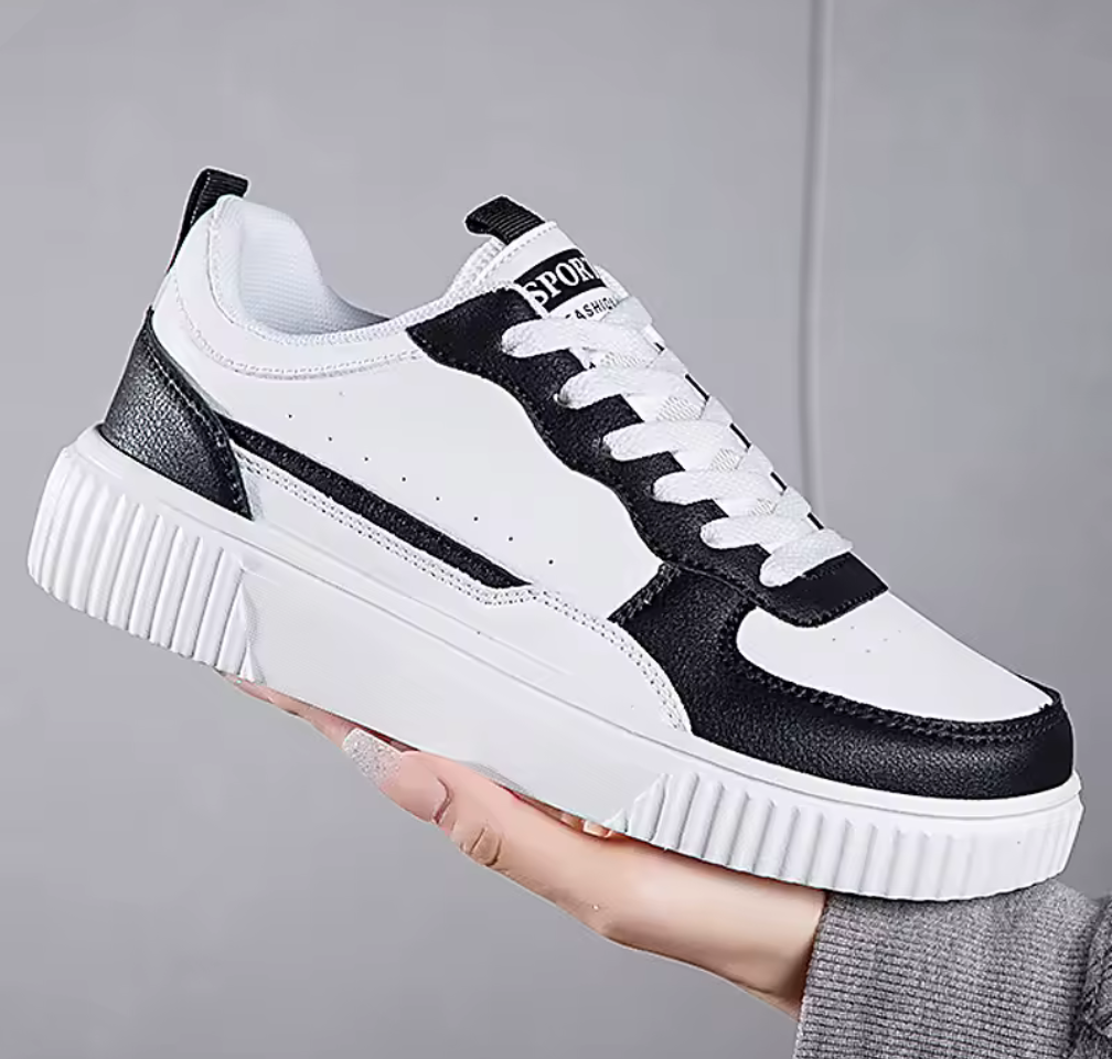 Sportiga sneakers med platåsula – Vit / Vit & Svart