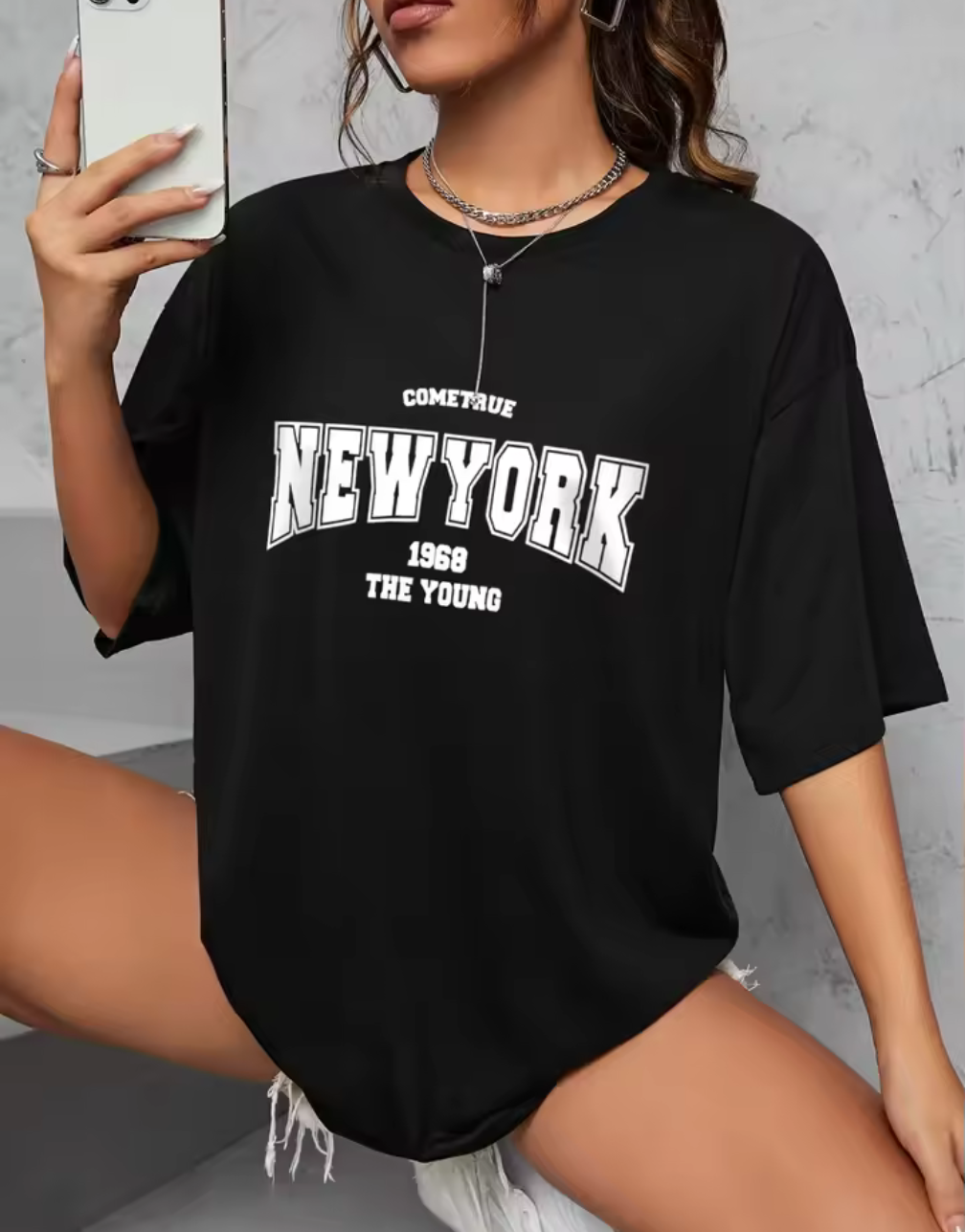 Oversized T-shirt med "NEW YORK