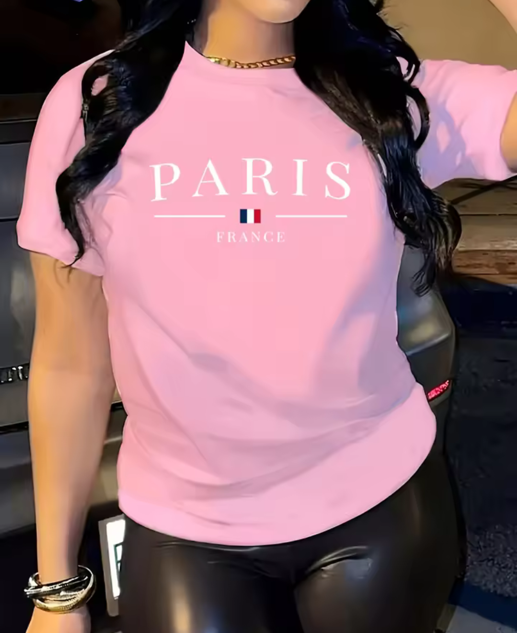 T-shirt med "PARIS FRANCE"