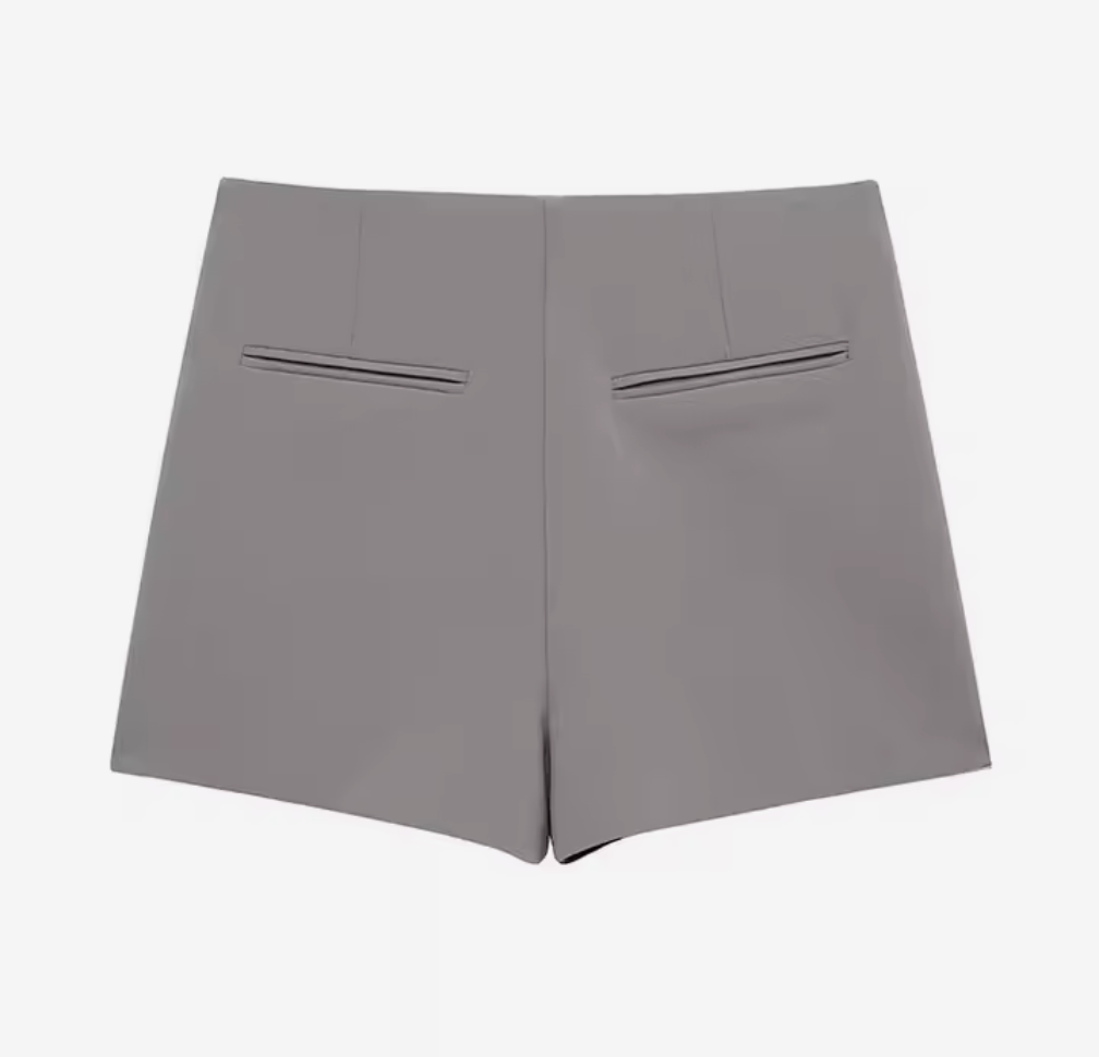 Asymmetrisk Skort i Kostymstil – Svart, Grå & Vit