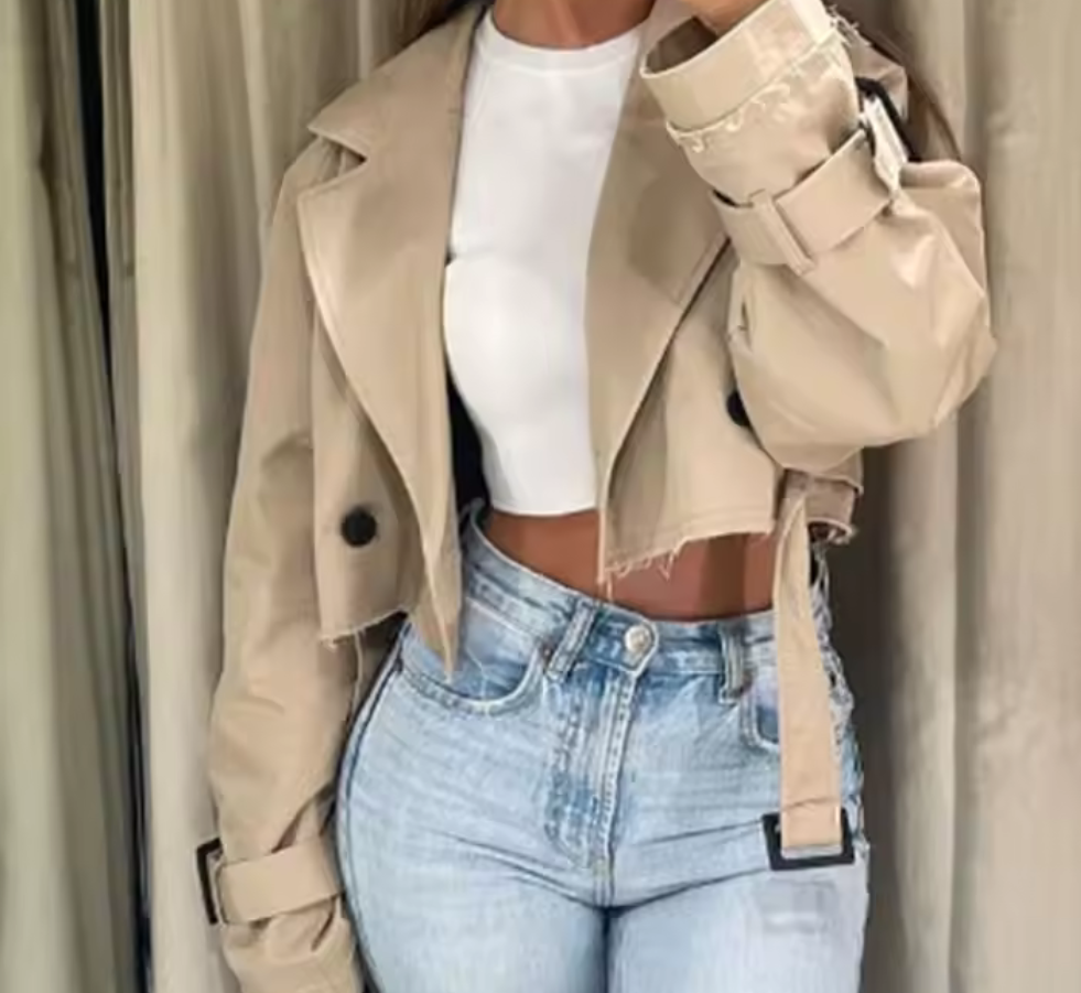 Kort trenchcoat – Beige