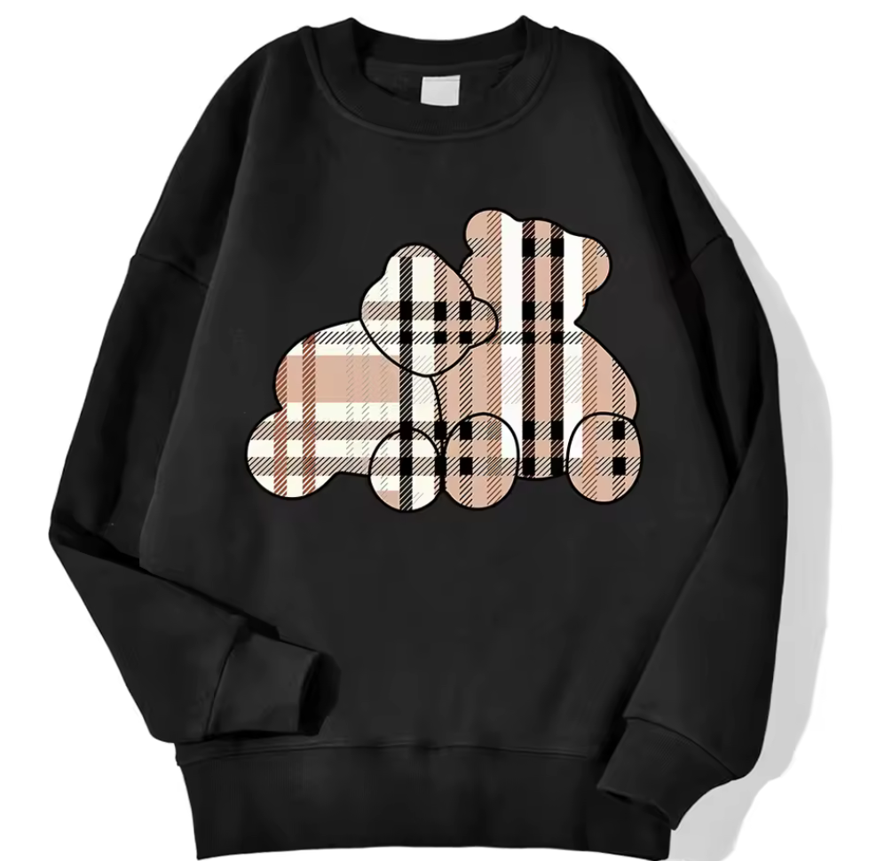 Sweatshirt med rutiga nallebjörnar