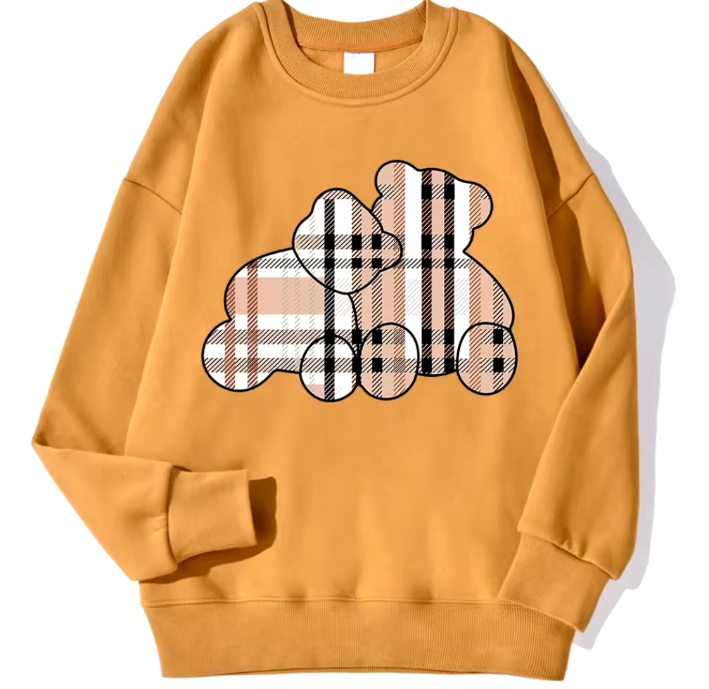 Sweatshirt med rutiga nallebjörnar