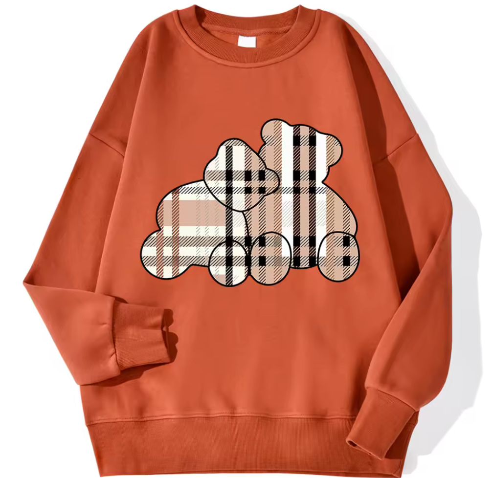 Sweatshirt med rutiga nallebjörnar