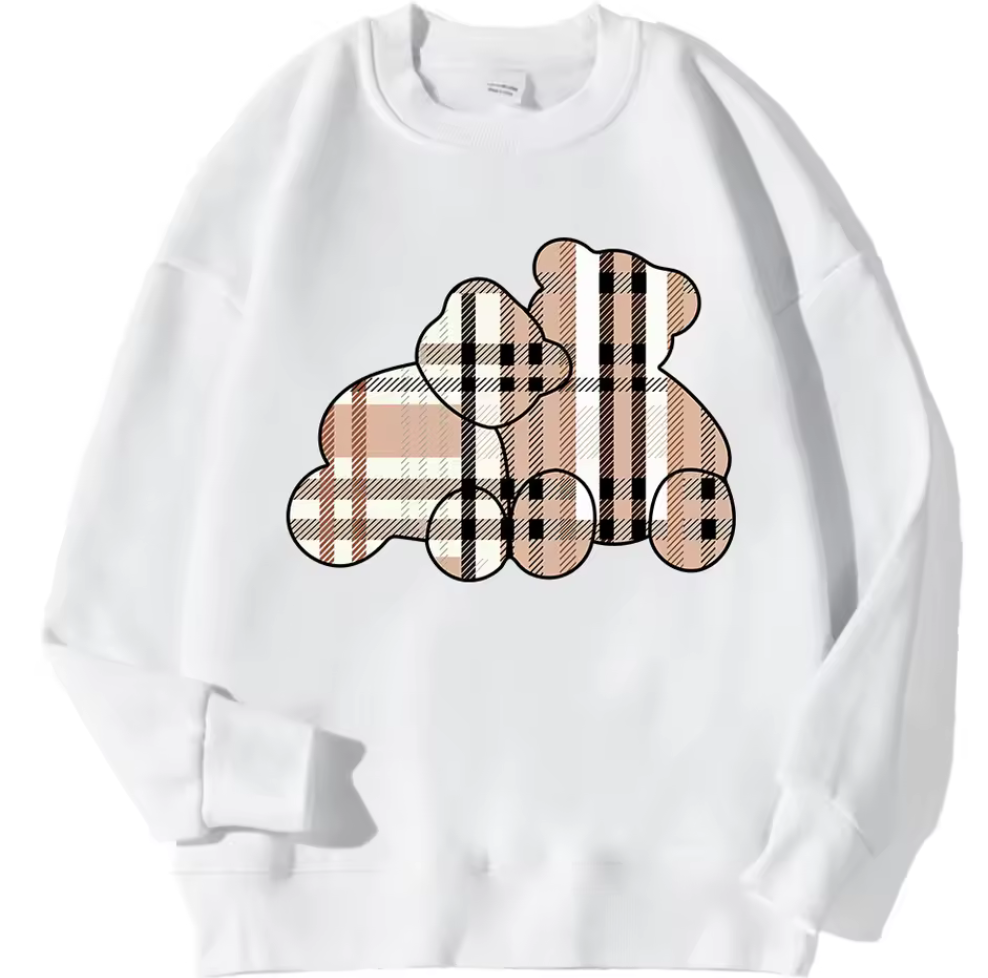 Sweatshirt med rutiga nallebjörnar