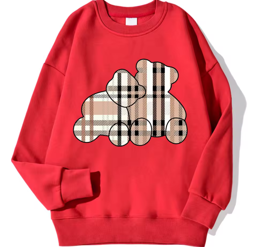 Sweatshirt med rutiga nallebjörnar