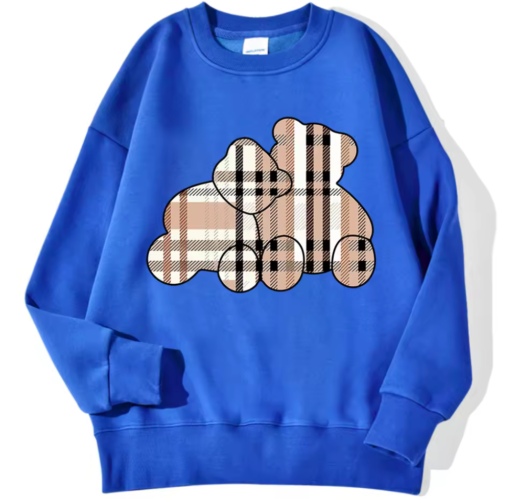 Sweatshirt med rutiga nallebjörnar
