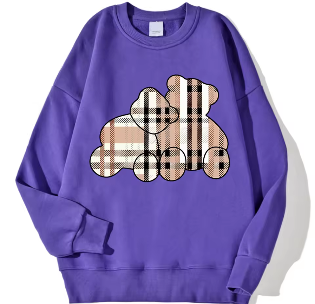 Sweatshirt med rutiga nallebjörnar