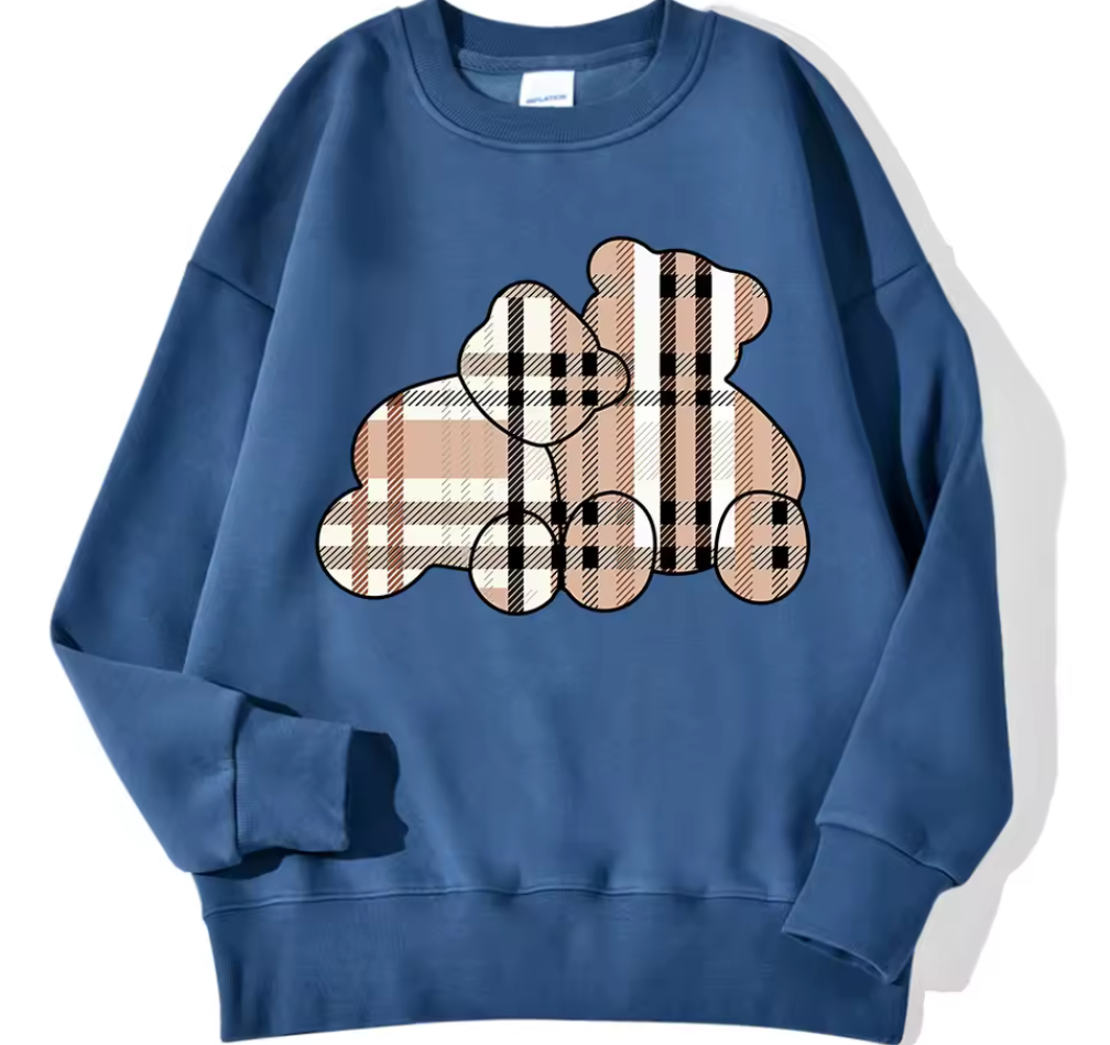 Sweatshirt med rutiga nallebjörnar
