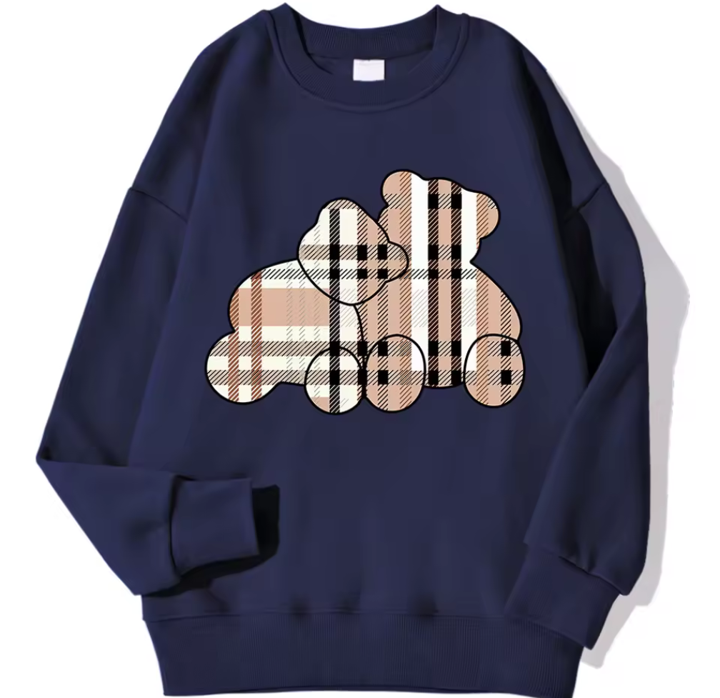 Sweatshirt med rutiga nallebjörnar