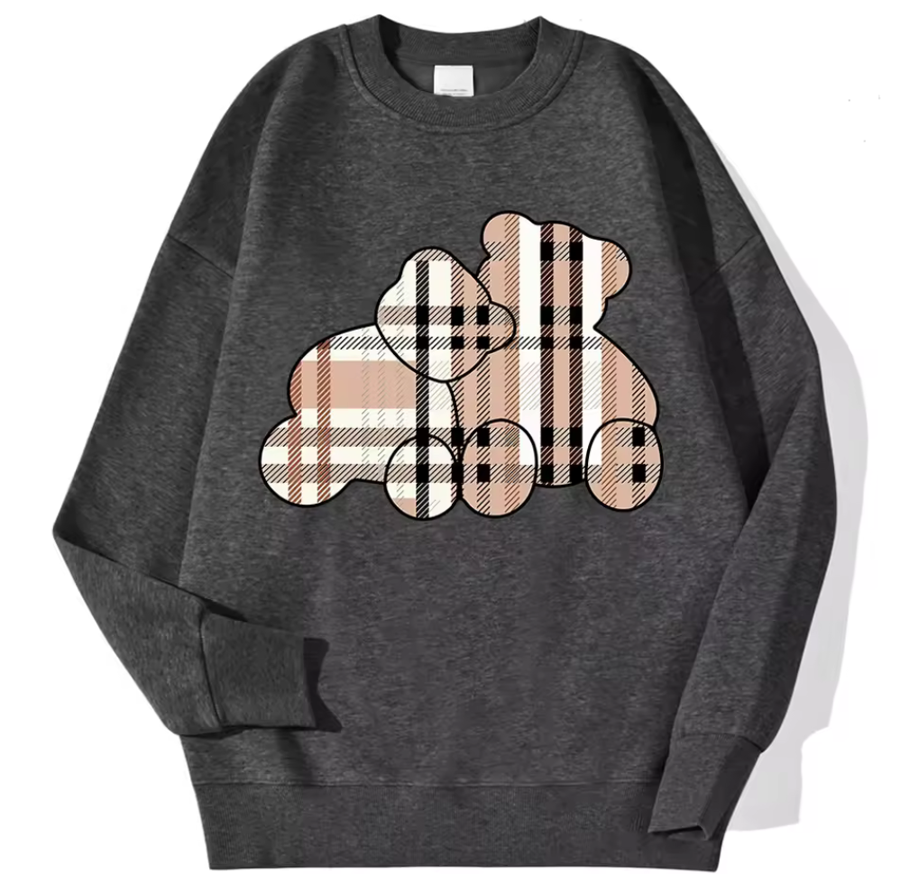 Sweatshirt med rutiga nallebjörnar