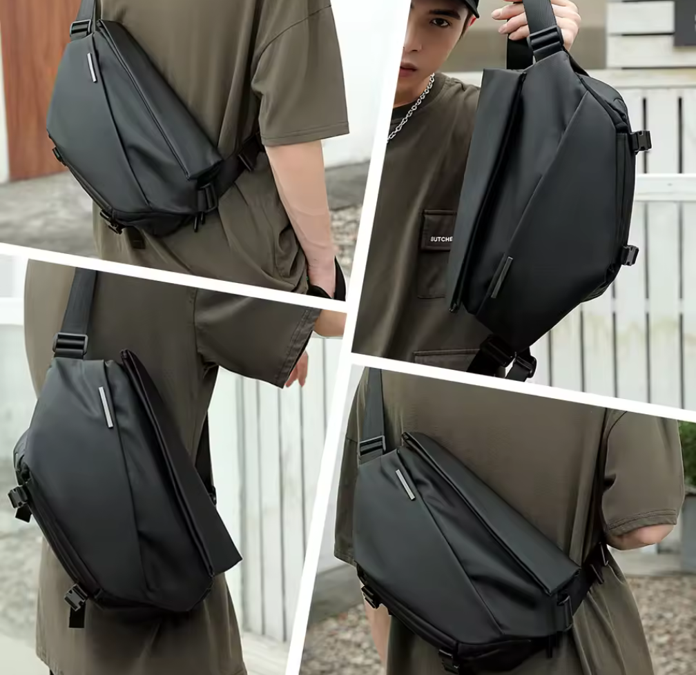 Modern svart crossbody-slingväska för honom