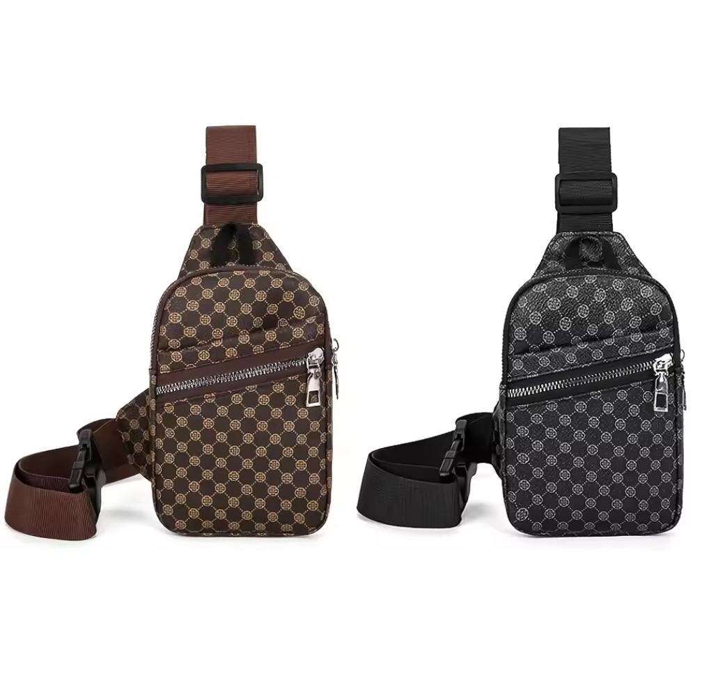 Trendig crossbody-väska med monogram – svart eller brun
