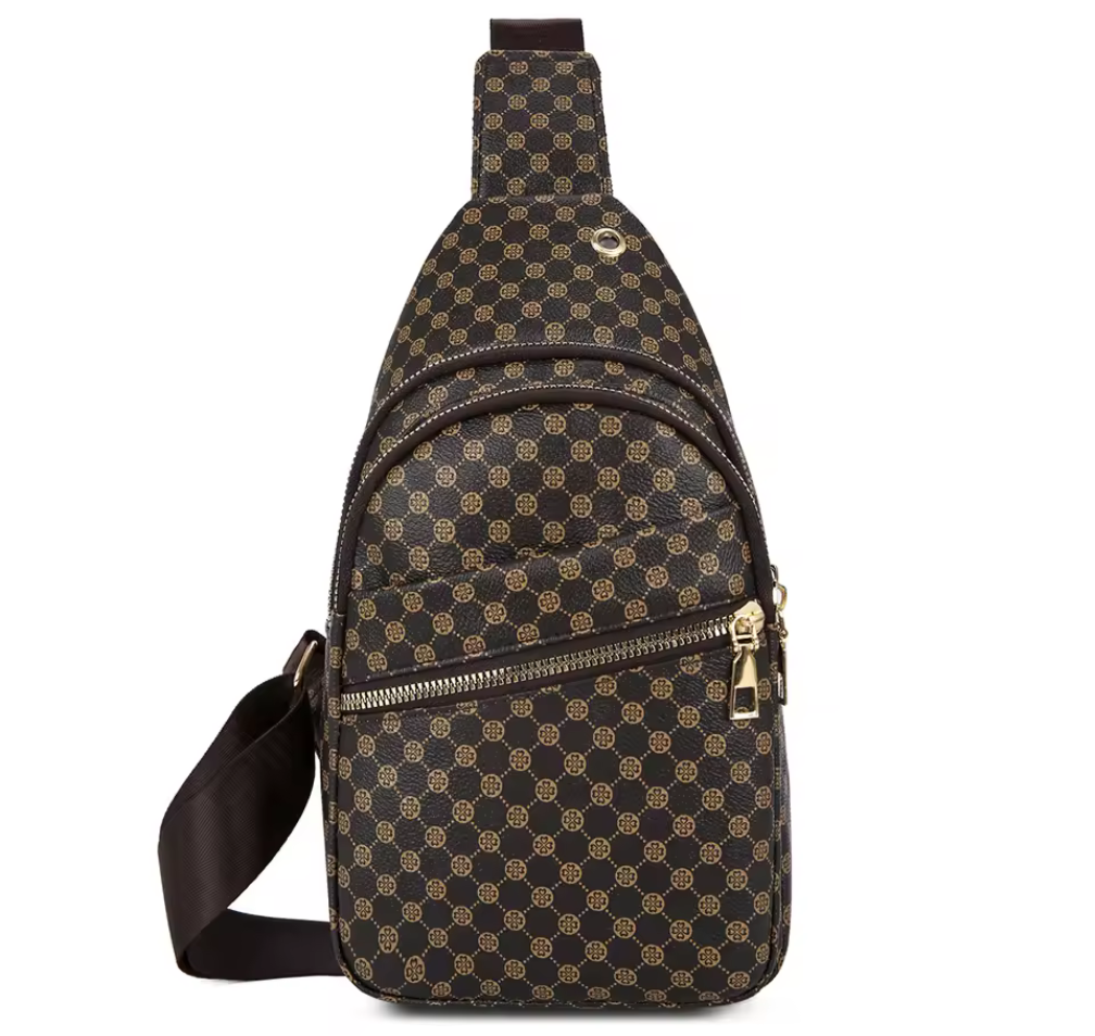 Monogram Crossbody Streetwear Bag – Svart/Brun