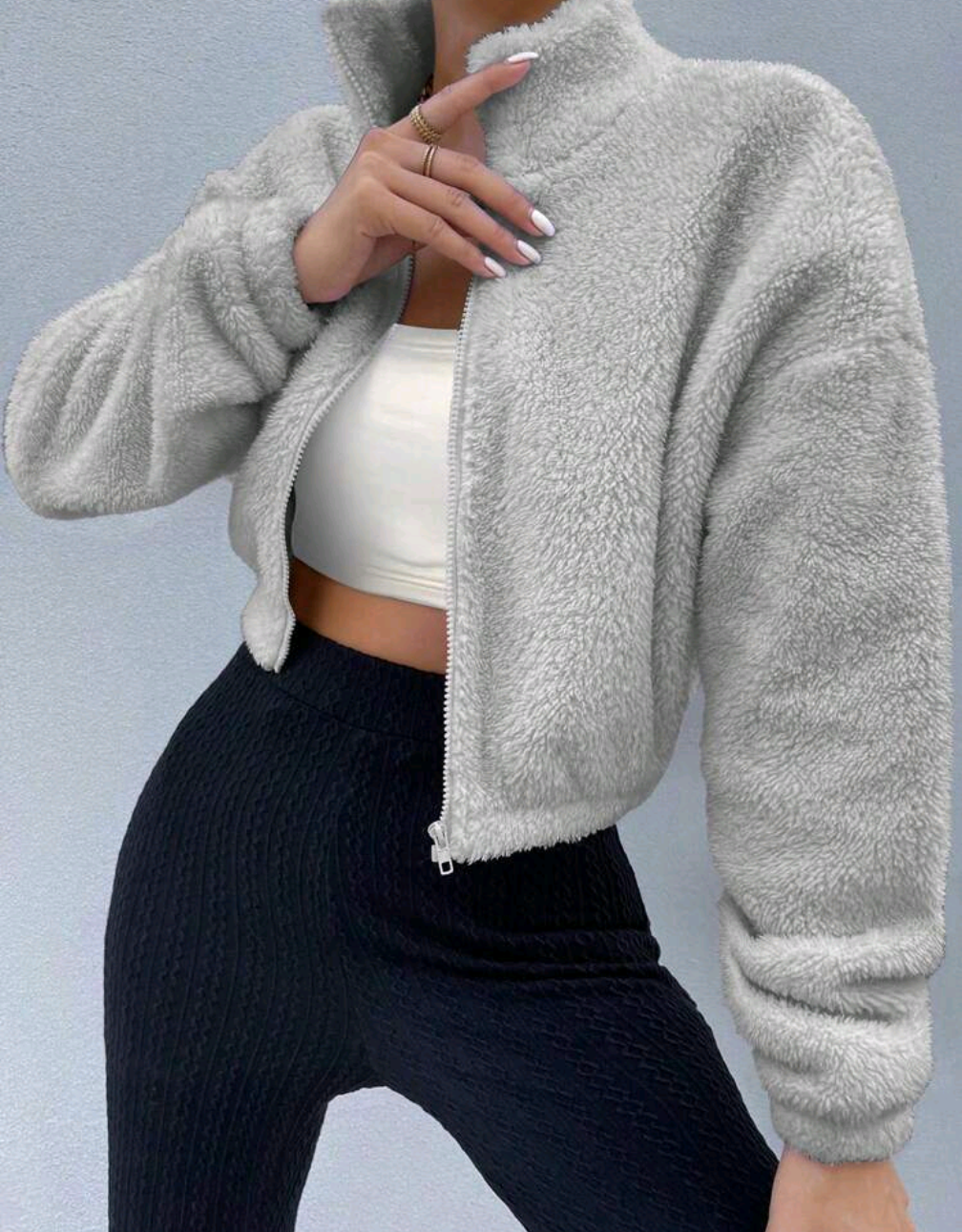TeddyFleece Croppad Jacka