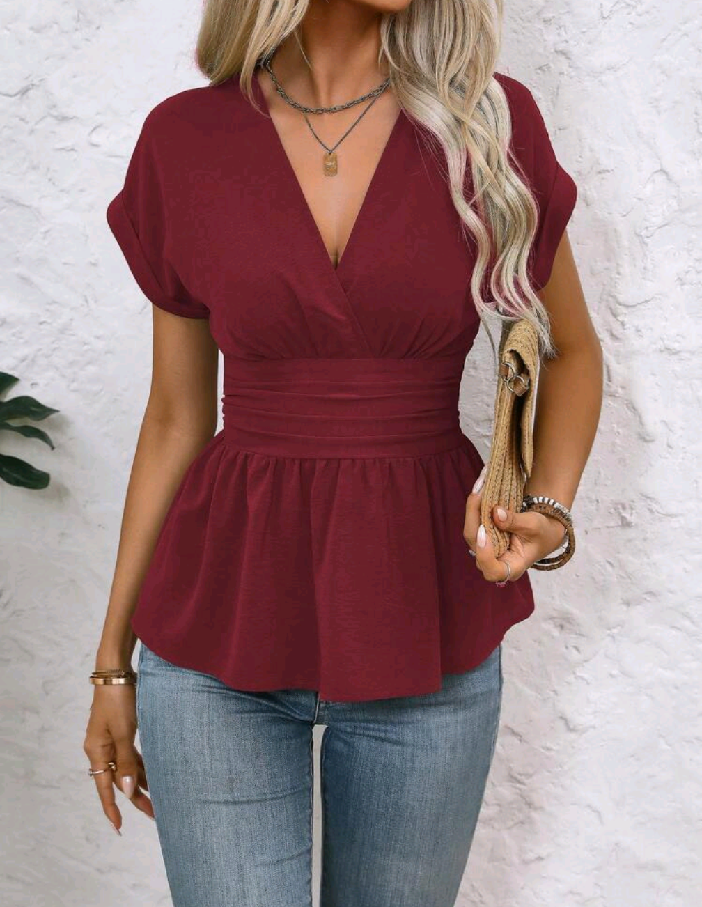 Elegant Peplum-Topp med Markerad Midja