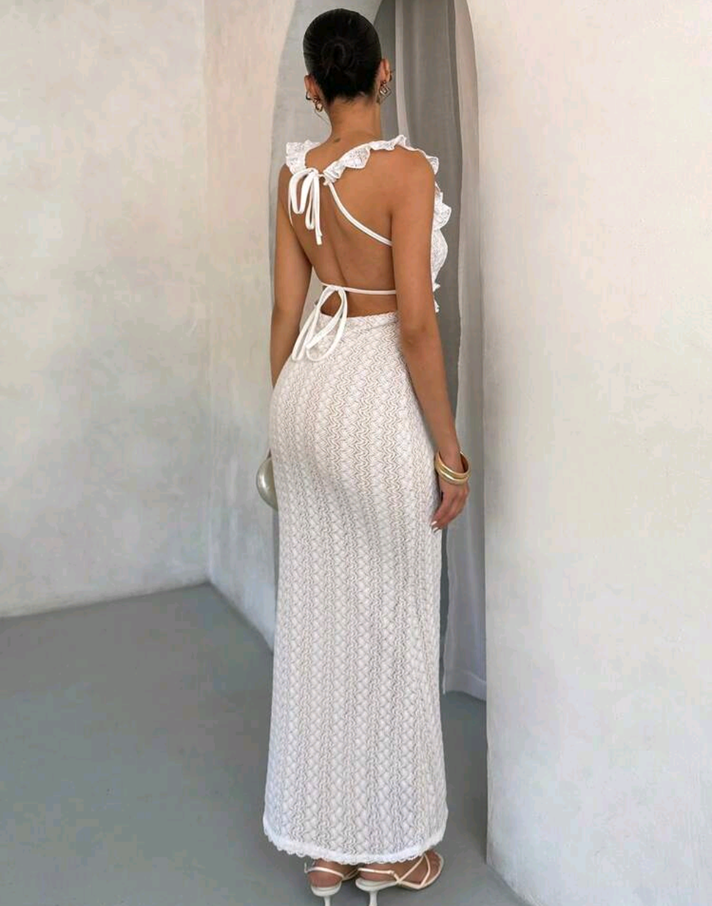 Boho Chic Elegans – Figurnära maxiklänning i spets