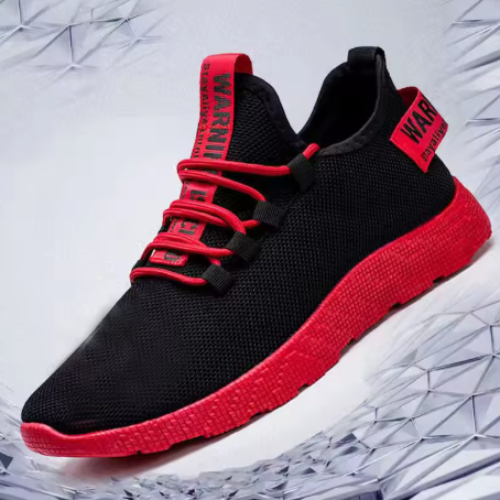 Svarta Sneakers med Röda Detaljer – Sportig & Djärv Design