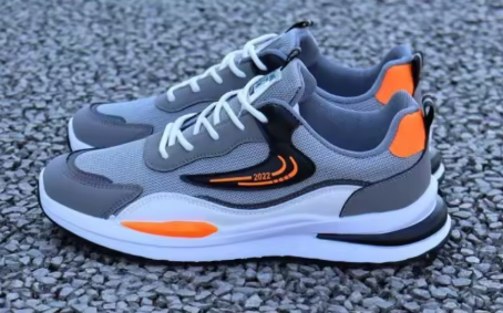 Grå & Orange Sneakers – Sportig & Funktionell Design