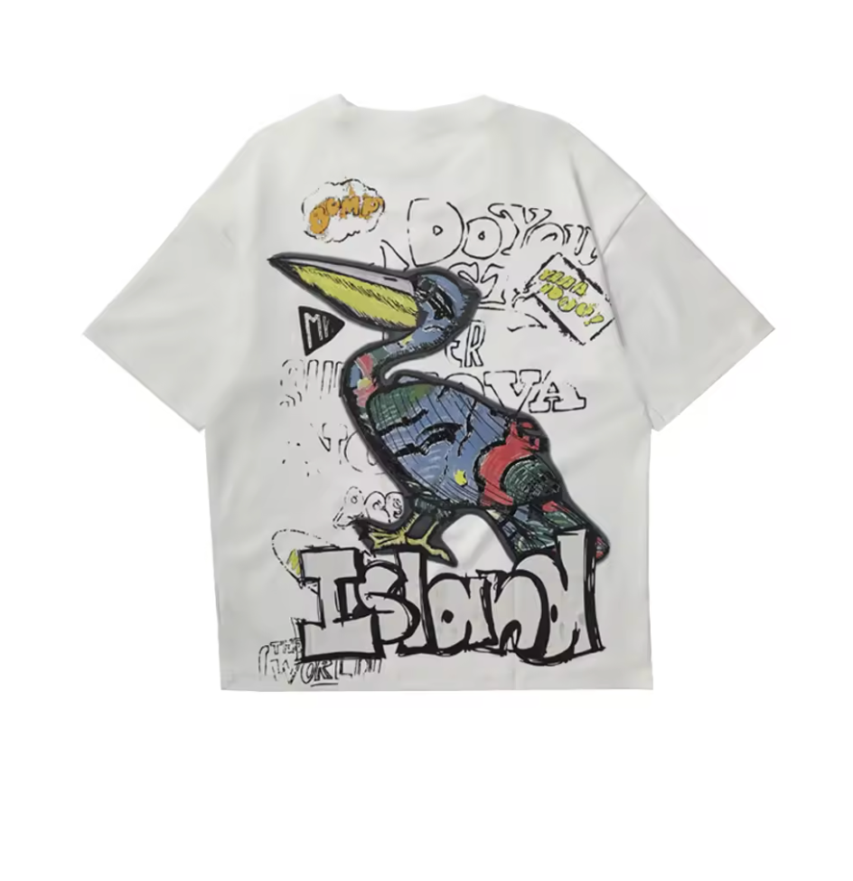 Streetbird T-shirt – Grafisk Stil med Fjädrad Attityd