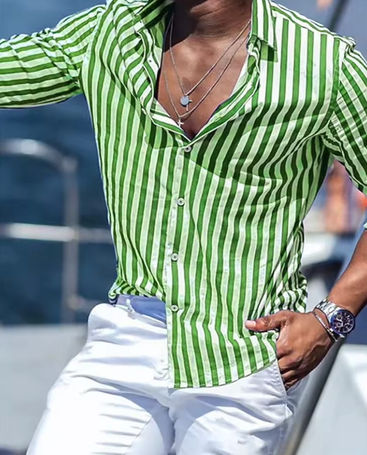 Riviera Stripe Skjorta – Långärmad Randig Herrskjorta /Blå
