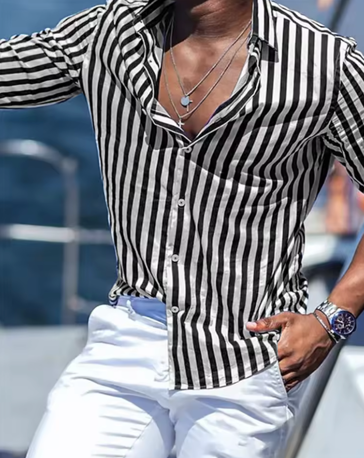 Riviera Stripe Skjorta – Långärmad Randig Herrskjorta /Blå