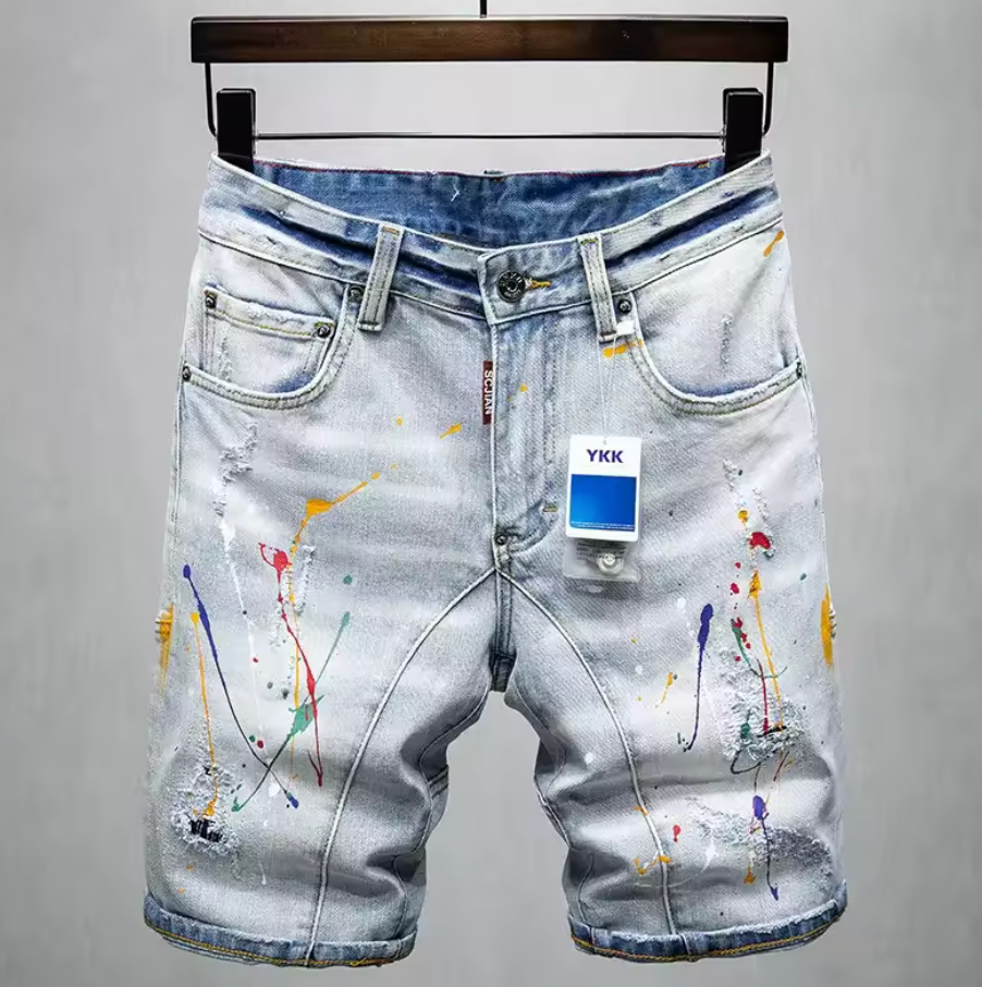 Jeansshorts med Färgskvätt – Urban Artwear
