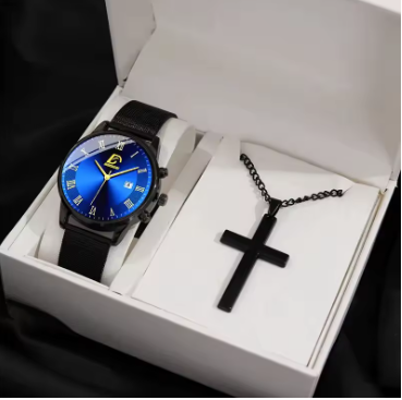 Royal Blue Gift Set – Klocka & korshalsband i lyxig duo
