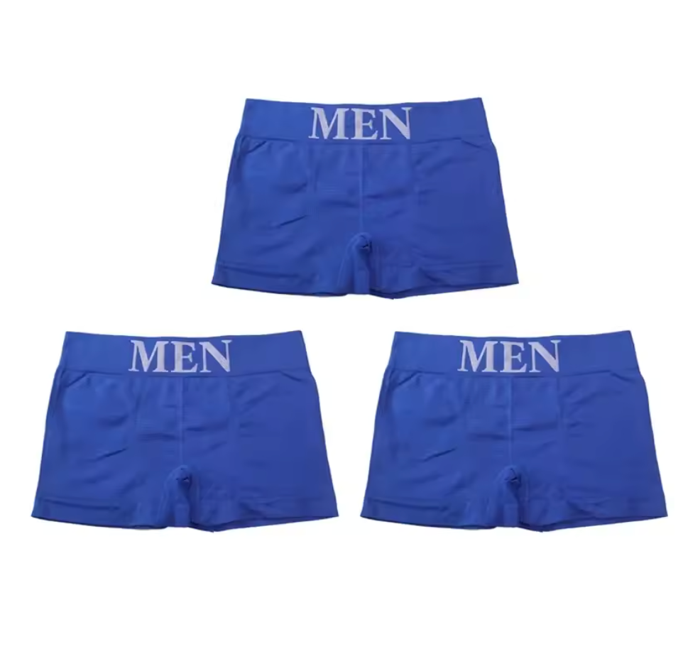 3-pack blåa "MEN" boxerkalsonger – fräsch färg med sportig känsla