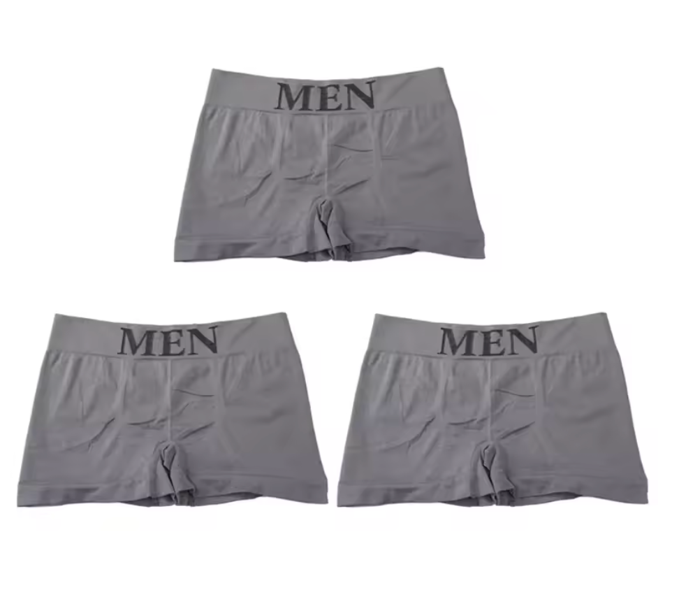 3-pack gråa "MEN" boxerkalsonger – stilren bas i din garderob