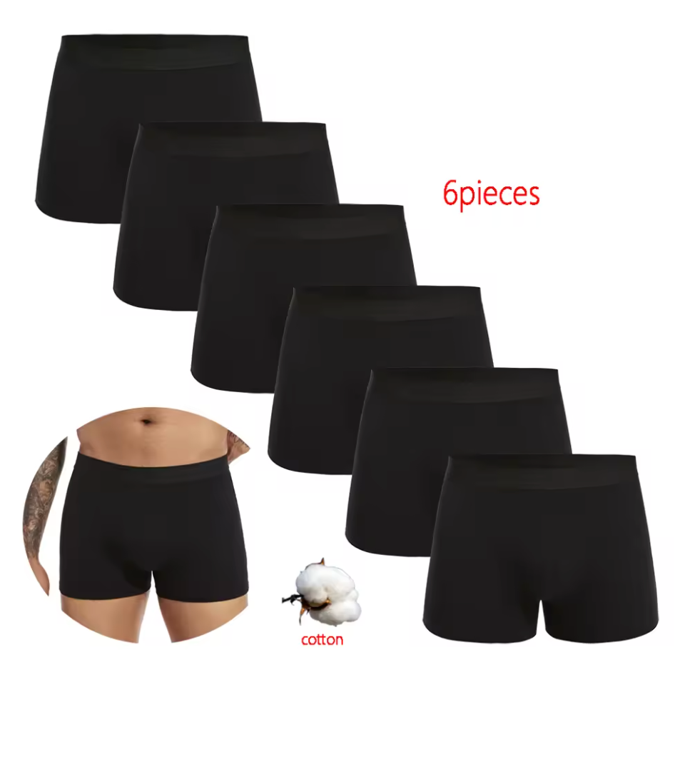 6-pack svarta boxerkalsonger i bomull – minimalism möter komfort