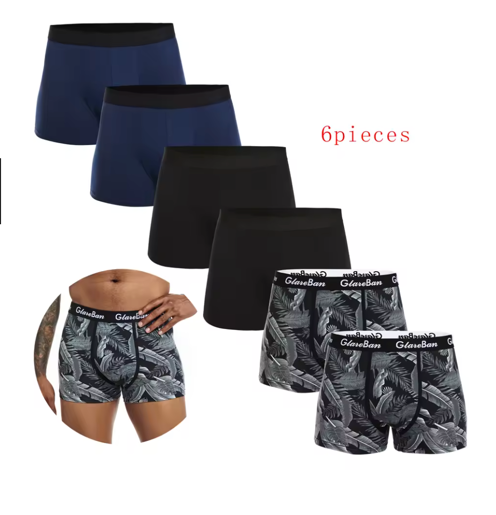 GlareBan 6-pack boxerkalsonger – mix av stilrena och mönstrade favoriter