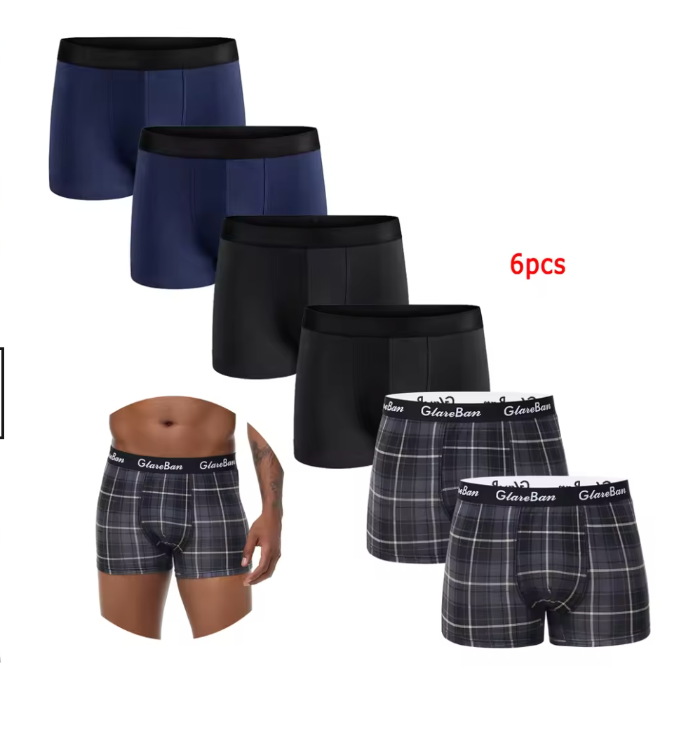 6-pack boxerkalsonger – mix av rutigt & enfärgat | Klassisk stil & komfort