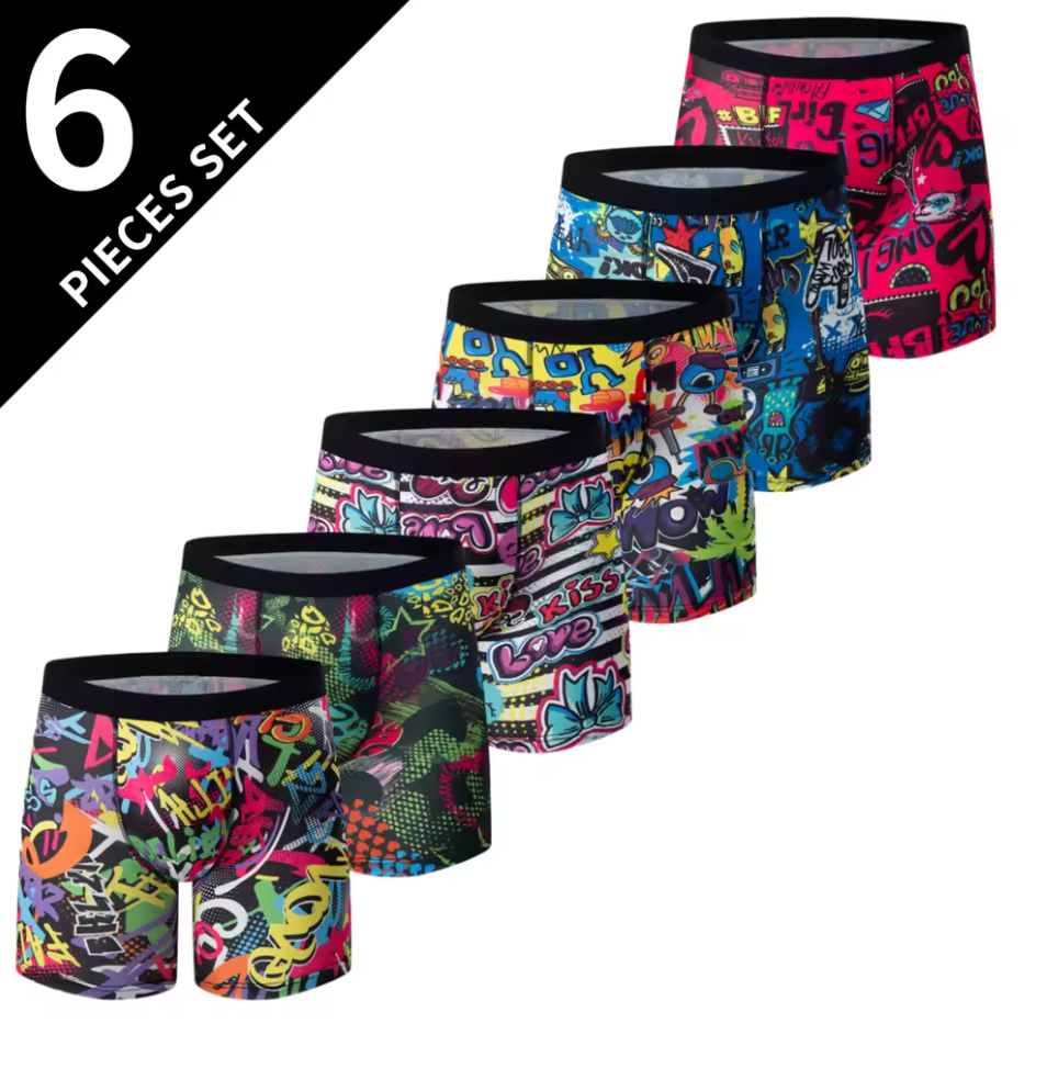 6-pack boxerkalsonger – färgstark streetstyle för varje dag
