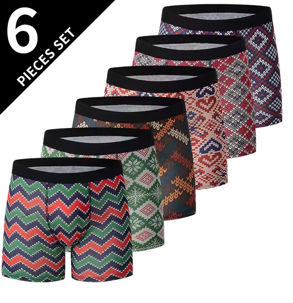 6-pack boxerkalsonger – tidlösa mönster, modern komfort