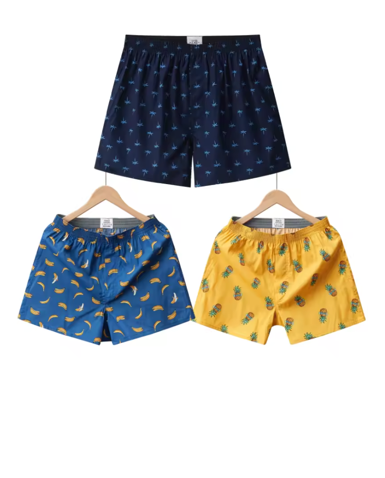 3-pack tropiska boxershorts – färg, frukt & semesterkänsla varje dag