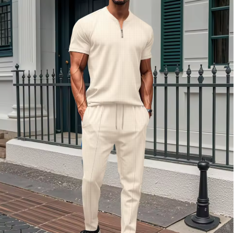 Stilrent ribbat zipset – 2-delat herrset i lyxig look