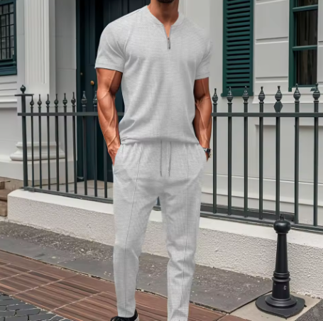 Stilrent ribbat zipset – 2-delat herrset i lyxig look