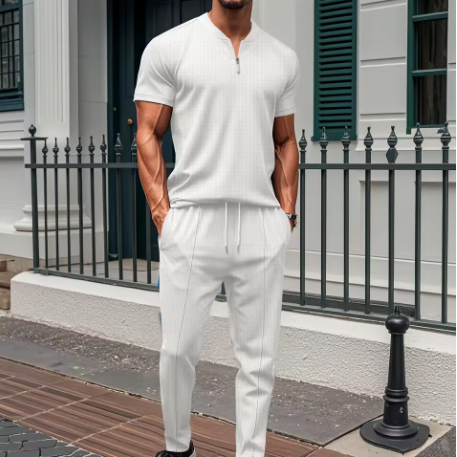 Stilrent ribbat zipset – 2-delat herrset i lyxig look
