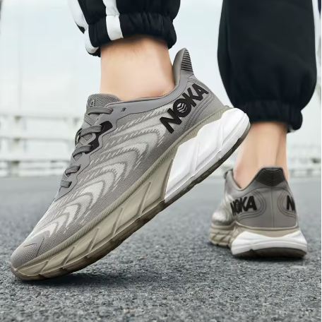 Sportiga herrsneakers med extra stötdämpning – grå, vit & svart