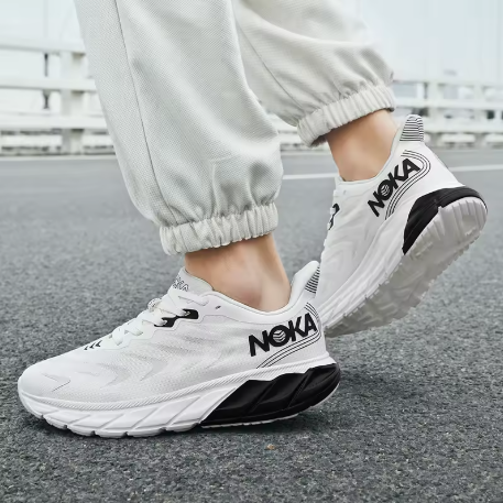 Sportiga herrsneakers med extra stötdämpning – grå, vit & svart