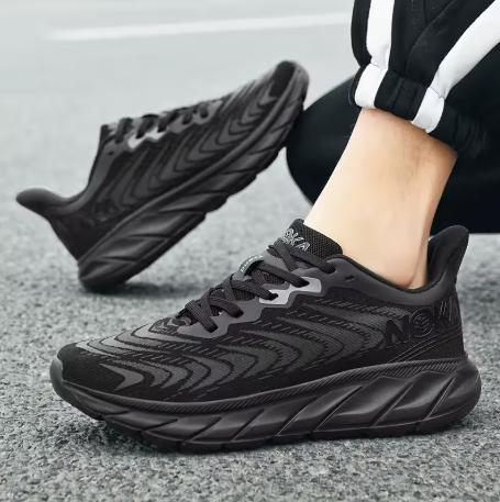Sportiga herrsneakers med extra stötdämpning – grå, vit & svart