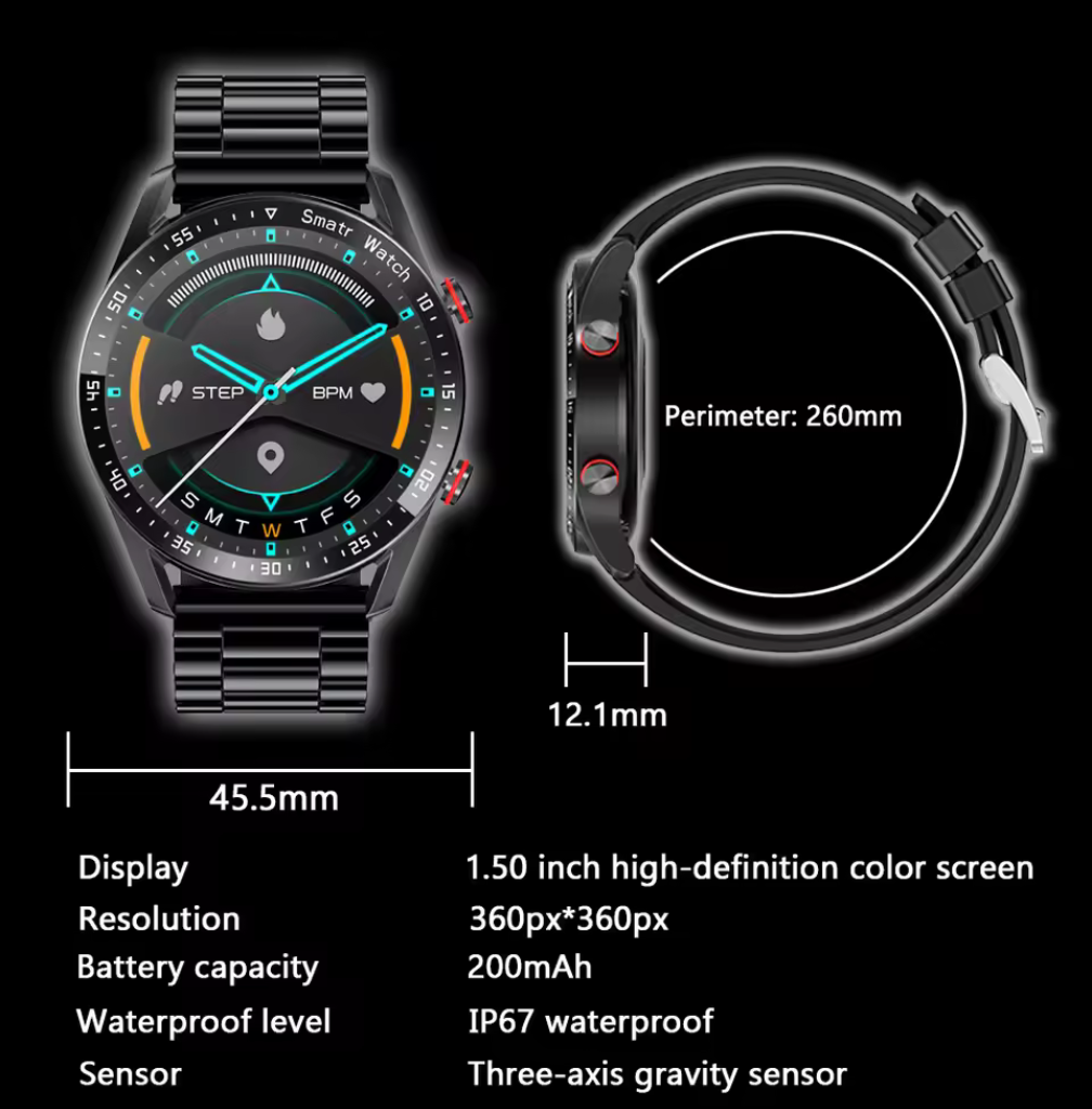 Smartwatch med Metallarmband – Elegant Teknik på Din Arm