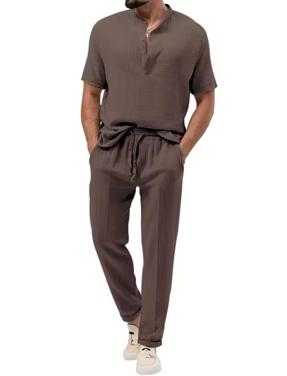 Stilrent och Luftigt Loungewear-set för Män - Brunt