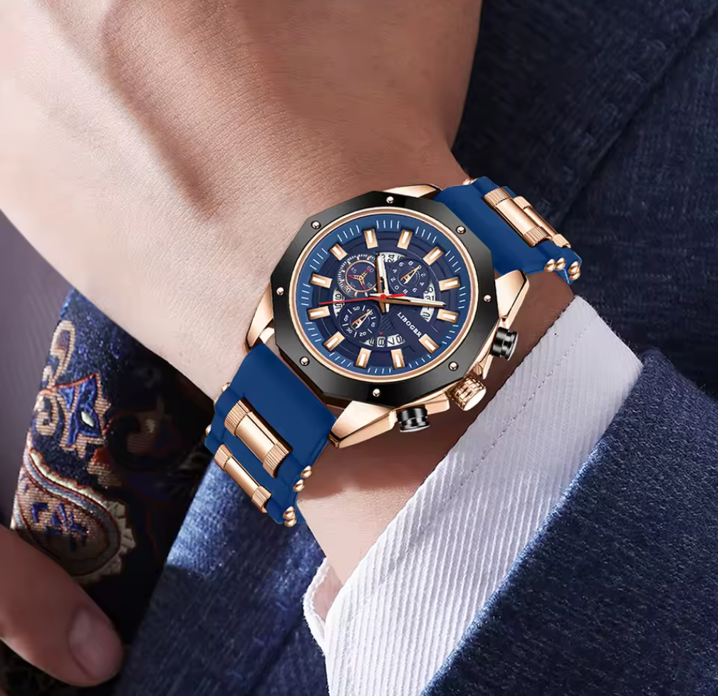 LIBOGER Chrono Sportklocka – Roséguld & Silikonband