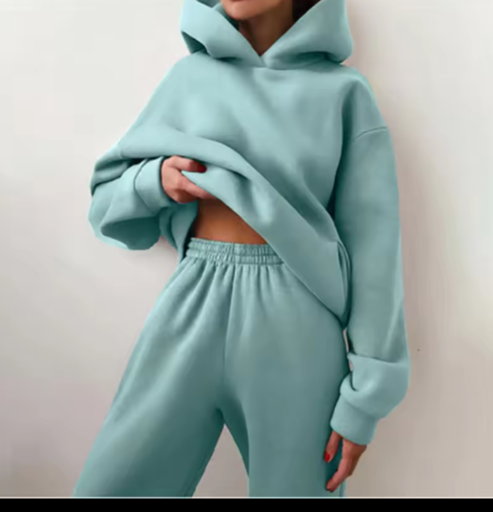 Oversize Hoodieset i Mjuk Fleece – Flera Färger